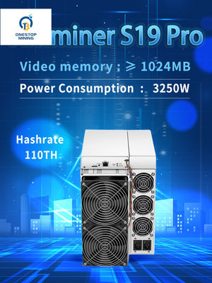 Antminer S19 Pro 110Th 3250W बिटकॉइन माइनिंग Asic मशीन बिटकॉइन माइनिंग